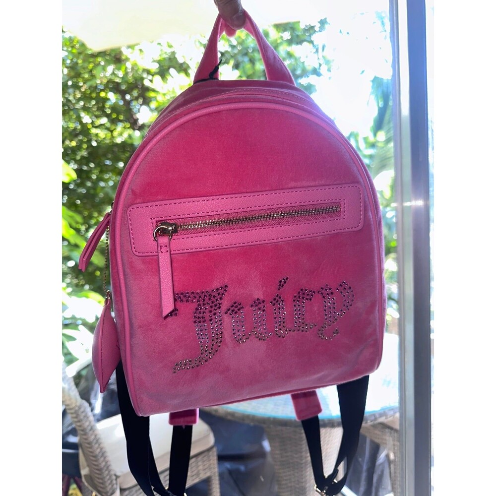Juicy Couture Pink Lemonade Velour Bling Backpack NEW